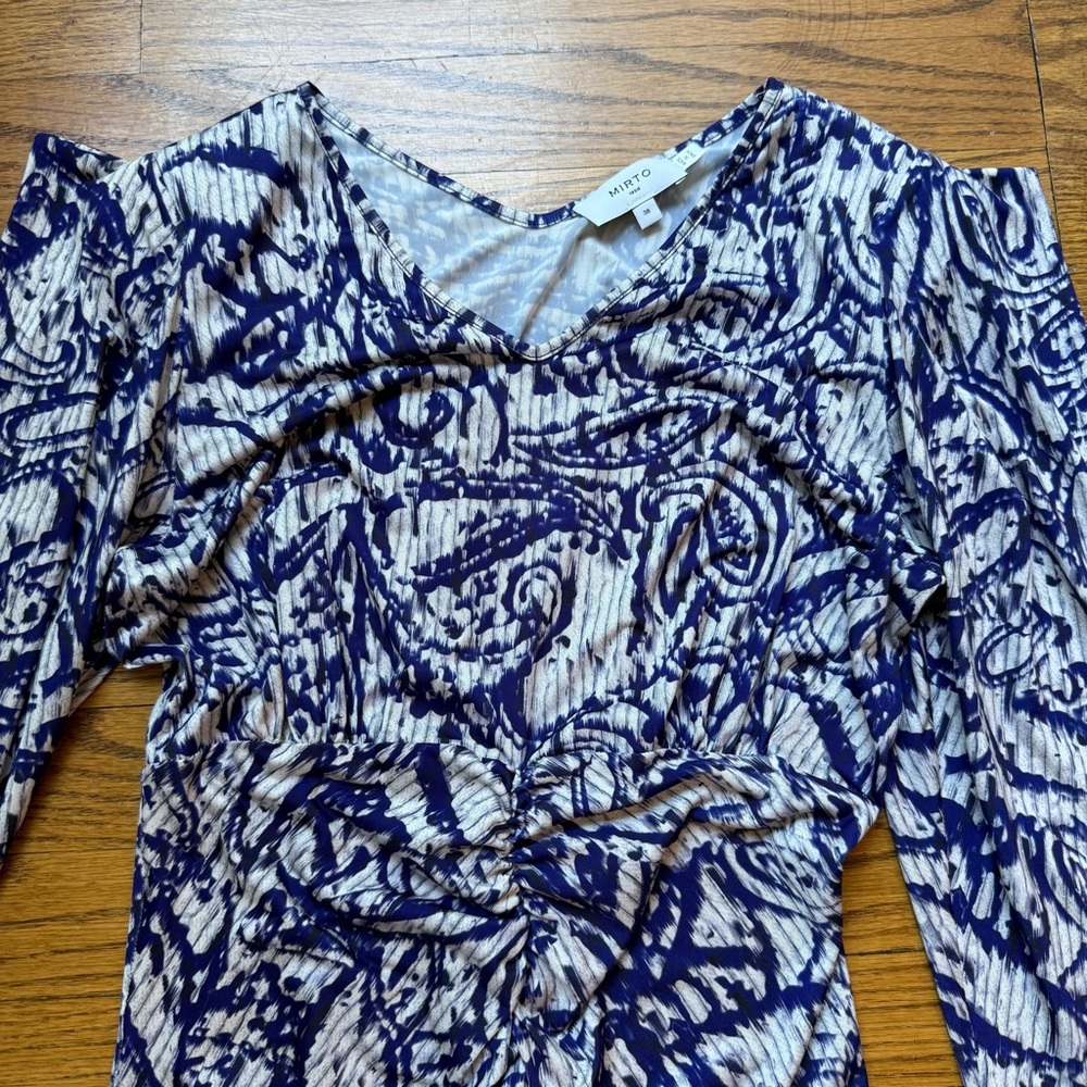 Mirto Blue Patterned Midi Dress